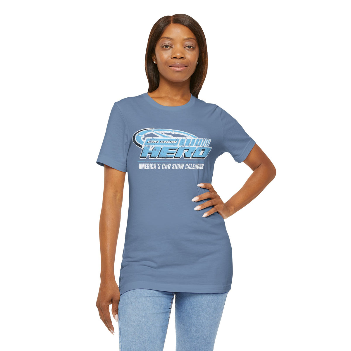 Car Show Hero Vintage Logo Tee – Baby Blue