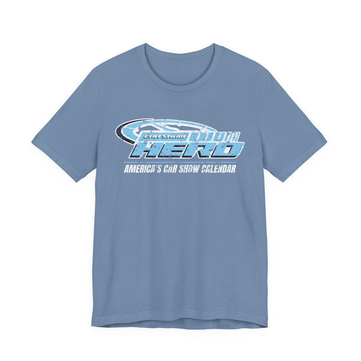 Car Show Hero Vintage Logo Tee – Baby Blue