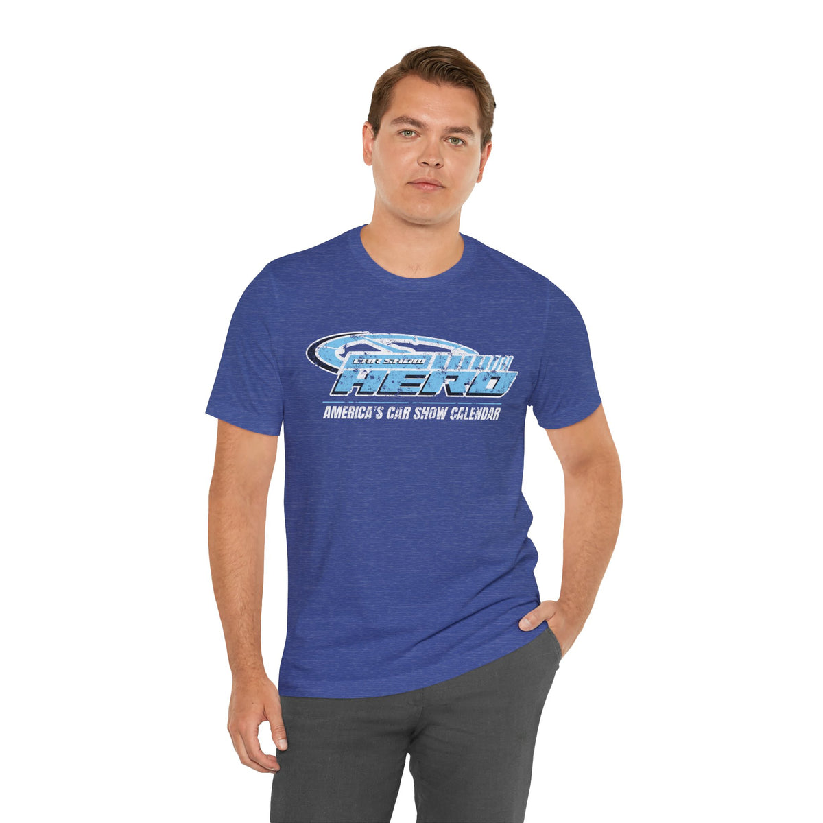 Car Show Hero Vintage Logo Tee – Baby Blue