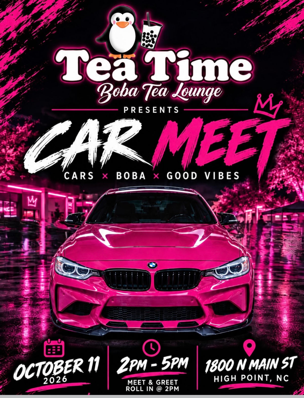 Car Meet at Tea Time Boba Tea Lounge