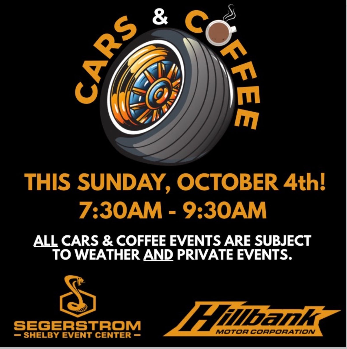 Cars & Coffee in Irvine at Hillbank & Segerstrom Shelby Event Center