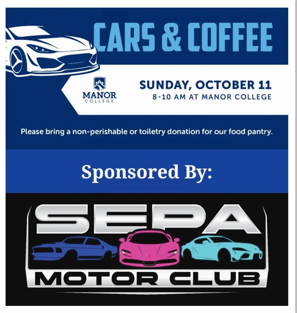 SEPA Motor Club Cars & Coffee at Manor College