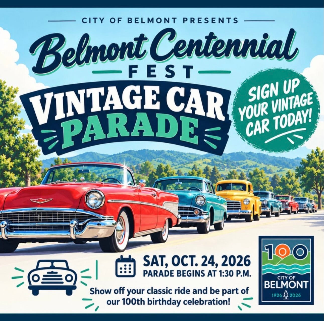 Belmont Centennial Fest Vintage Car Parade