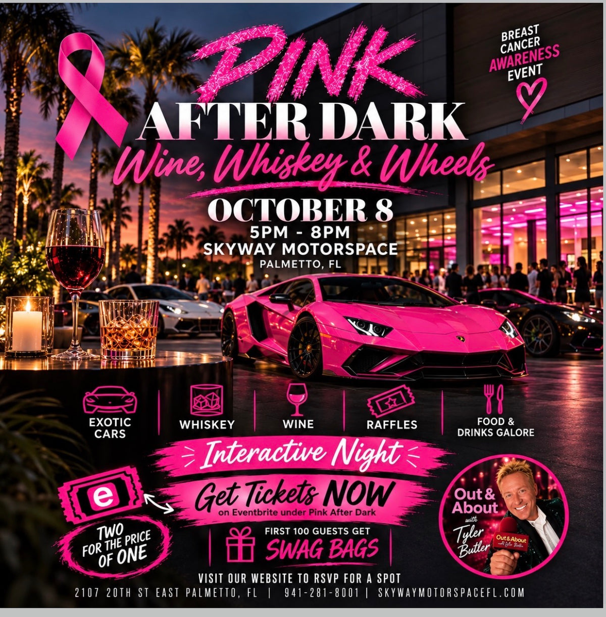 Pink After Dark: Wine, Whiskey & Wheels