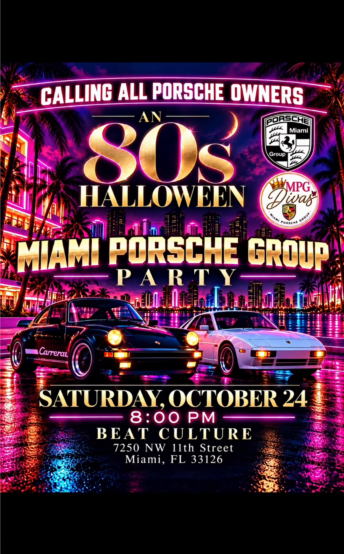 80s Halloween Miami Porsche Group Party