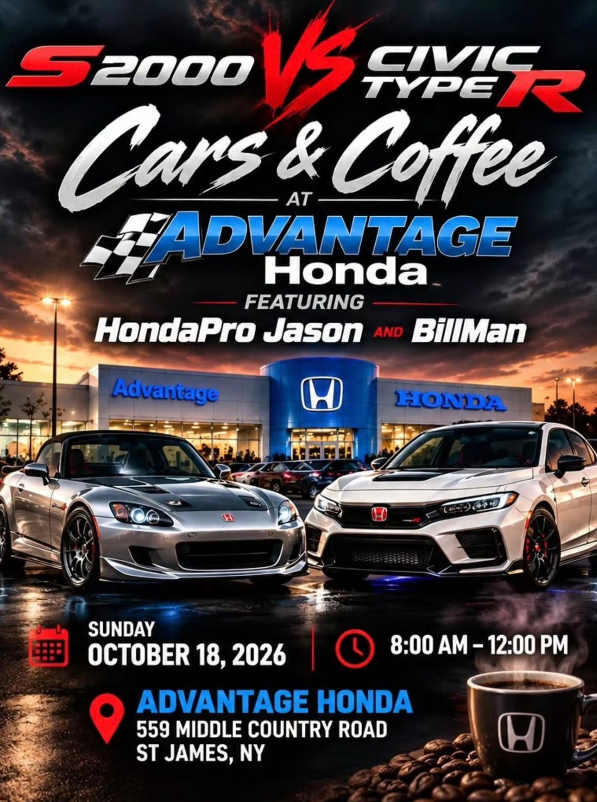 S2000 vs Civic Type R Cars & Coffee